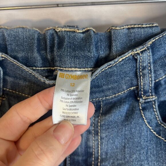 Gymboree Denim Jeans Ribbon Striped Hems Stretchy Waistband GIRLS Size 12 - Picture 7 of 9